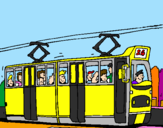 Desenho Eléctrico com passageiros pintado por catarina