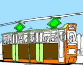 Desenho Eléctrico com passageiros pintado por Rafael Andrade