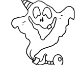 Desenho Fantasma com chapéu de festa pintado por fernando