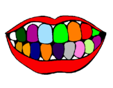 Desenho Boca e dentes pintado por lllçç