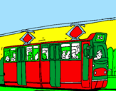 Desenho Eléctrico com passageiros pintado por Eduardo