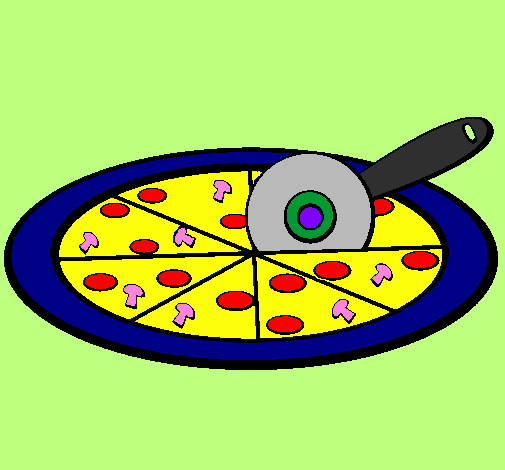 Desenho Pizza pintado por EVA
