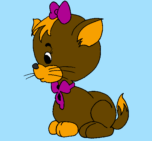 Desenho de Gatinha com laço pintado e colorido por Usuário não registrado o  dia 28 de Maio do 2010