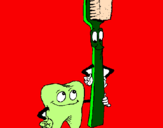 Desenho Dentes e escova de dentes pintado por AMIGAS