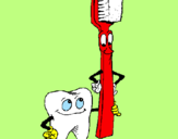Desenho Dentes e escova de dentes pintado por clau