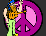 Desenho Musico hippy pintado por cristiana