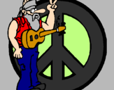 Desenho Musico hippy pintado por wallace