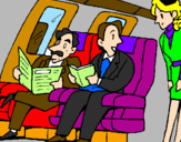 Desenho Passageiros no avião pintado por anónimo