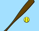 Desenho Bastão de basebol e bola pintado por manu