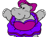 Desenho Hipopótamo com laço pintado por thays
