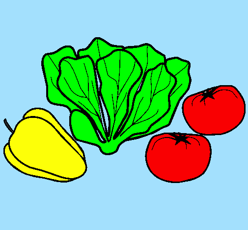 Desenho Verduras pintado por legumes