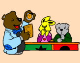 Desenho Professor urso e seus alunos pintado por Kaique