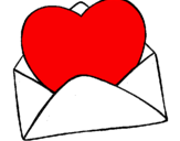 Desenho Coração num envelope pintado por Janaína
