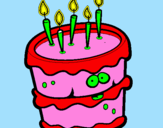 Desenho Bolo de aniversário 2 pintado por gugu 6 anos
