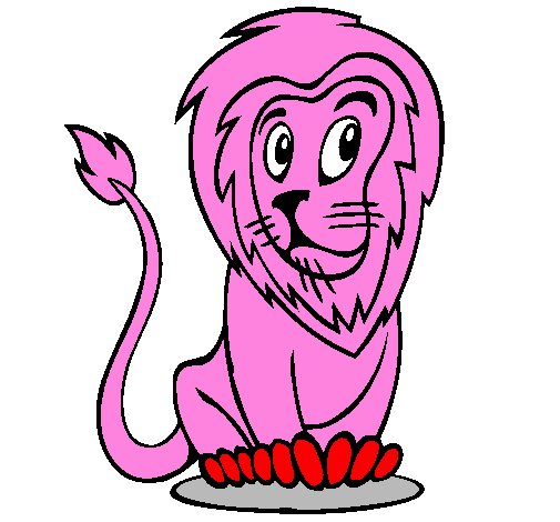 Desenho Leão pintado por fera cor de rosa