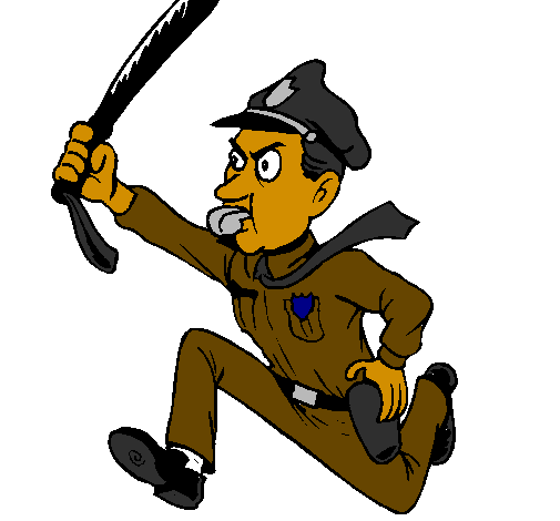 Desenho de Polícia a correr para Colorir - Colorir.com
