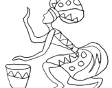 Desenho Mulher com tambor pintado por Homem africano