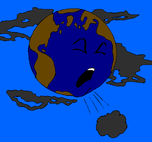Desenho Terra doente pintado por planeta