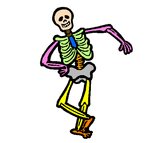 Desenho Esqueleto contente pintado por esqueleto