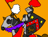 Desenho Cavaleiro a cavalo pintado por cavaleiro medieval