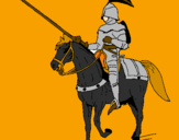 Desenho Jóquei a cavalo pintado por cavaleiro medieval