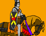 Desenho Cavaleiro a cavalo pintado por cavaleiro medieval