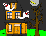 Desenho Casa do terror pintado por kleitom 9 ANOS