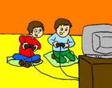 Desenho Crianças a brincar pintado por PS2