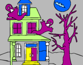 Desenho Casa do terror pintado por LAURA B.