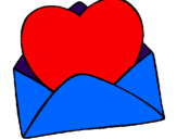 Desenho Coração num envelope pintado por snoopy