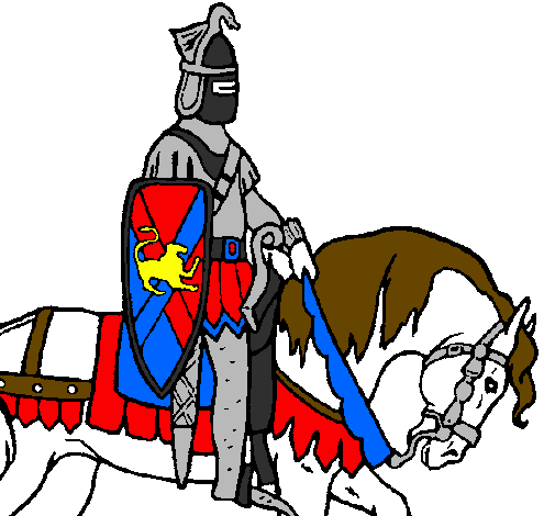 Desenho Cavaleiro a cavalo pintado por montado