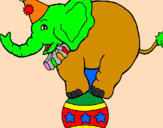 Desenho Elefante em cima de uma bola pintado por Guilherme