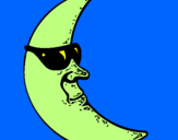 Desenho Lua com óculos de sol pintado por fernando