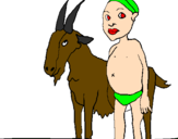 Desenho Cabra e criança africana pintado por RHAICA CRISTINE