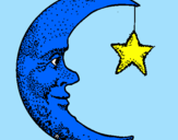 Desenho Lua e estrela pintado por Gabriel