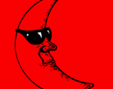 Desenho Lua com óculos de sol pintado por maykon