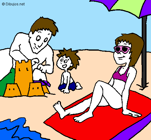 Desenho Família férias pintado por MORANGUINHO