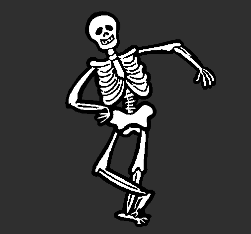 Desenho Esqueleto contente pintado por tutu