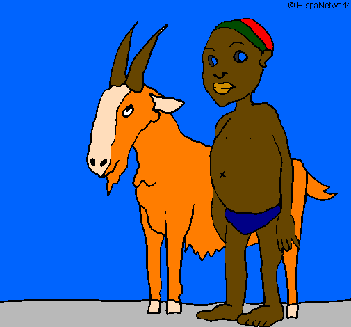 Cabra e criança africana