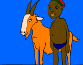 Desenho Cabra e criança africana pintado por andressssssa