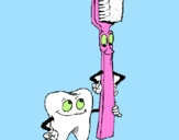 Desenho Dentes e escova de dentes pintado por dentinho