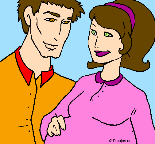 Desenho Pai e mãe pintado por gravida