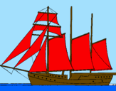 Desenho Veleiro de três mastros pintado por guilherme