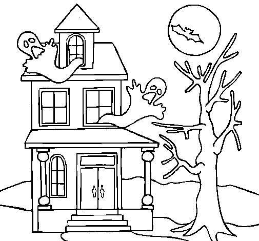 Desenho Casa do terror pintado por aline