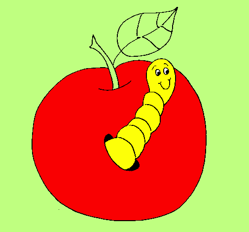 Desenho Maçã com lagarto pintado por soraia
