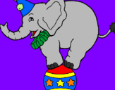 Desenho Elefante em cima de uma bola pintado por lili-elefante