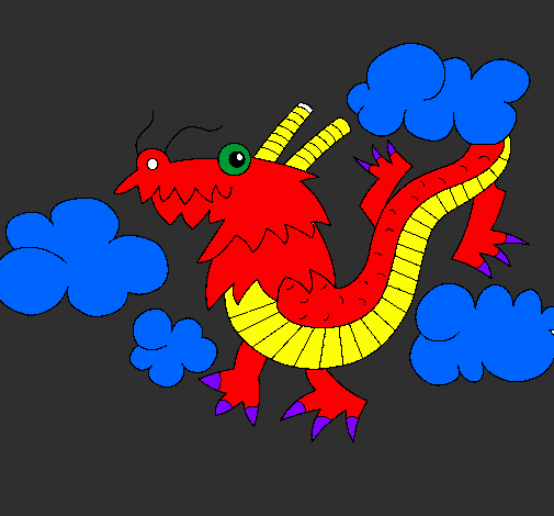 Desenho Dragão chinês pintado por terror  terrivel