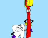 Desenho Dentes e escova de dentes pintado por Bianca Binhardi