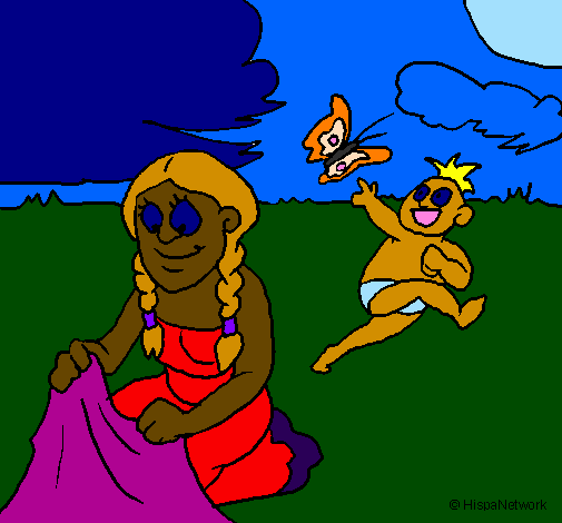 Mãe e filho maias