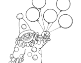 Desenho Palhaço com balões pintado por carla